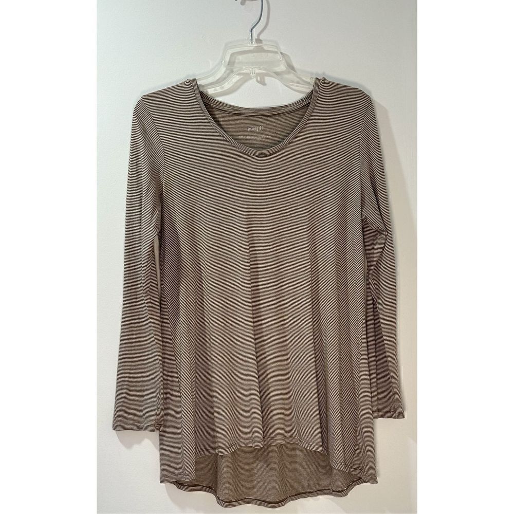 Pure Jill women’s brown long sleeve striped tunic size Small. #40-1008